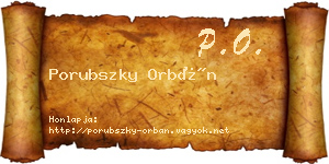 Porubszky Orbán névjegykártya